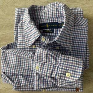 Ralph LAUREN Slim Fit Stretch Oxford S/P Plaid Long Sleeve Shirt Multi Color